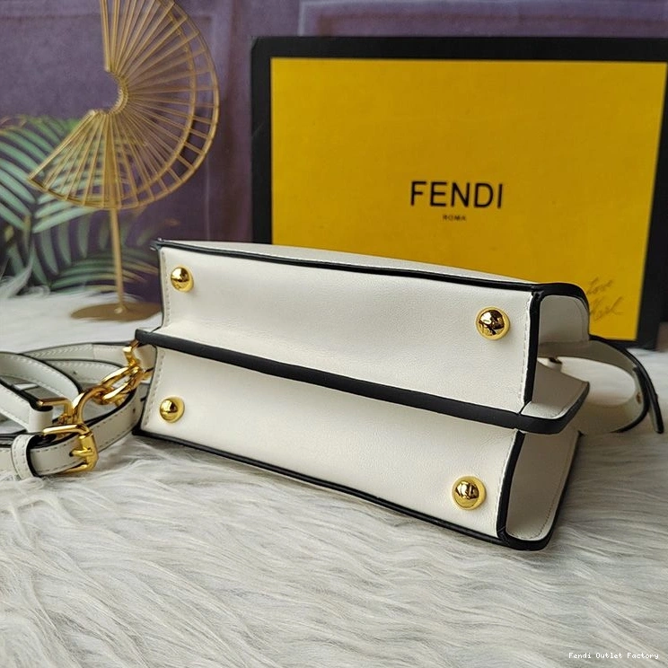 Affordable HOT In Peekaboo Petite White Bag ISeeU Nappa Fendi Leather 0822